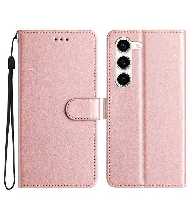 SoFetch Rozegoud Zijde Bookcase Hoesje voor de Samsung Galaxy S24