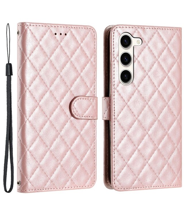 SoFetch Rozegoud Ruiten Bookcase Hoesje voor de Samsung Galaxy S24