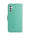 SoFetch Cyaan Bloemen Bookcase Hoesje voor de Samsung Galaxy S24