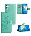 SoFetch Cyaan Bloemen Bookcase Hoesje voor de Samsung Galaxy S24