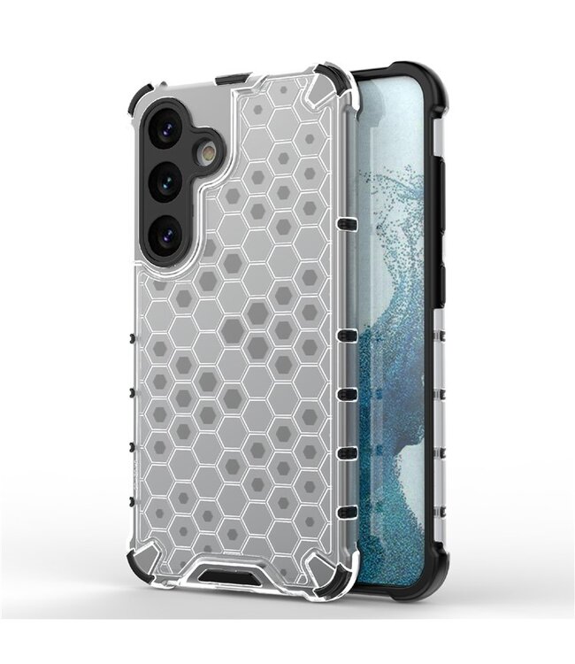 SoFetch Grijs Honingraat Hybride Hoesje voor de Samsung Galaxy S24