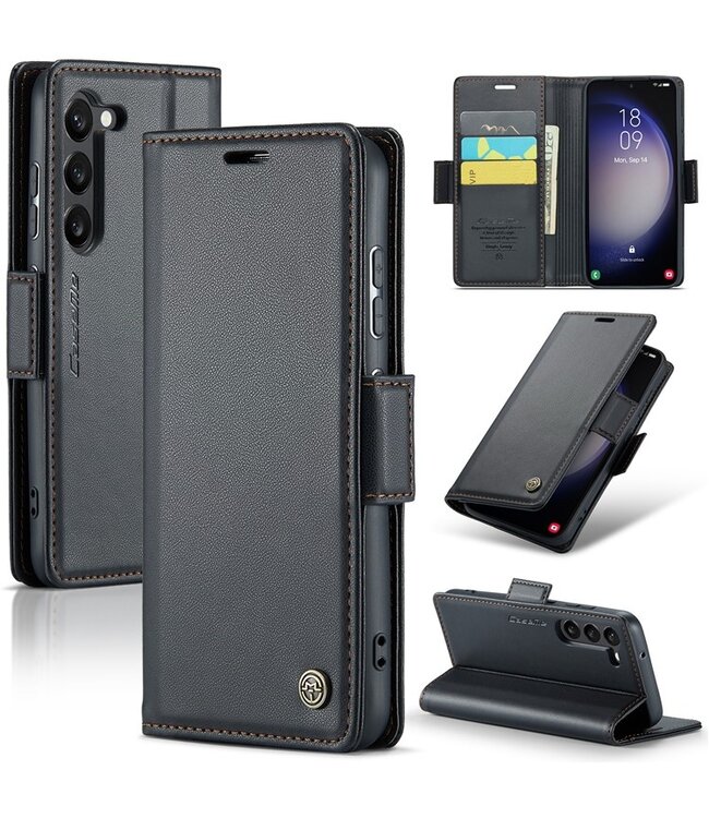 CaseMe Zwart RFID Pasjeshouder Bookcase Hoesje voor de Samsung Galaxy S24