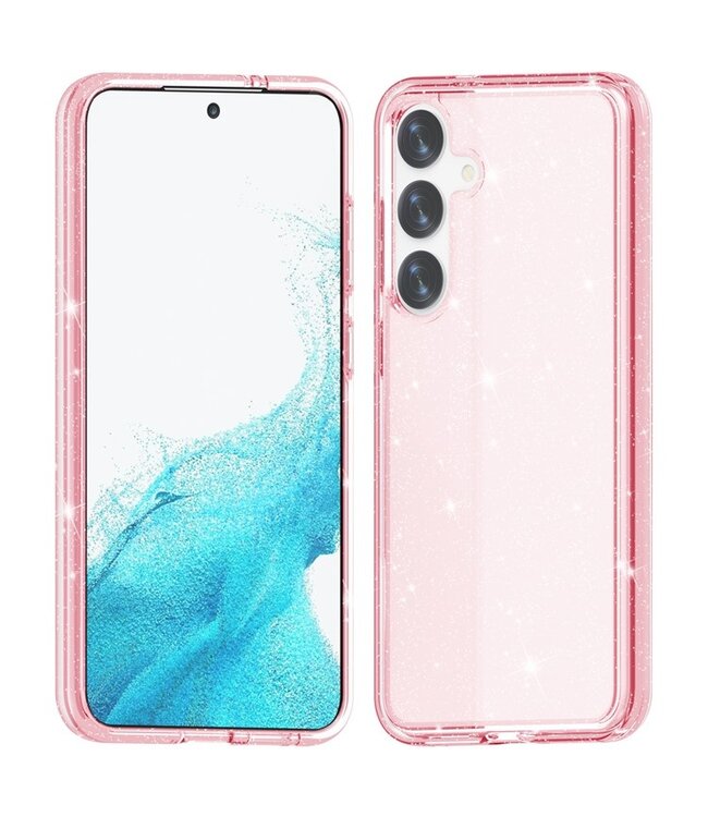 SoFetch Roze Glitters Hybride Hoesje voor de Samsung Galaxy S24