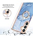 YB Blauw Ring Houder Marmer TPU Hoesje voor de Samsung Galaxy S24