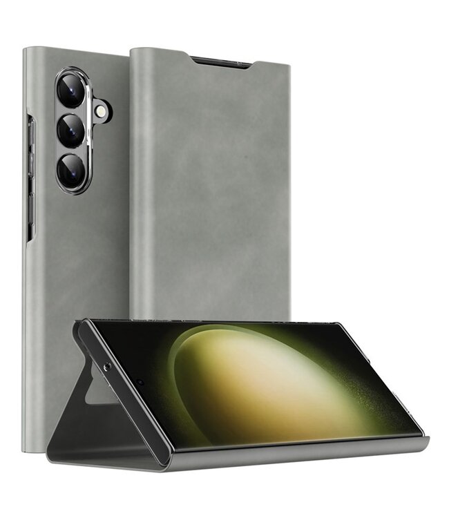 SoFetch Grijs Nappa Textuur Bookcase voor de Samsung Galaxy S24