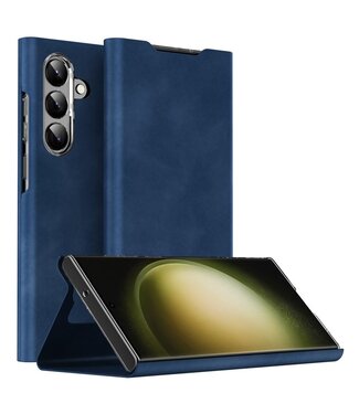 SoFetch Blauw Nappa Textuur Bookcase Samsung Galaxy S24