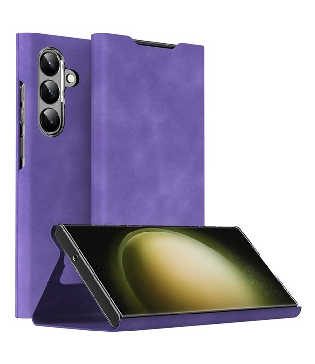 SoFetch Paars Nappa Textuur Bookcase voor de Samsung Galaxy S24