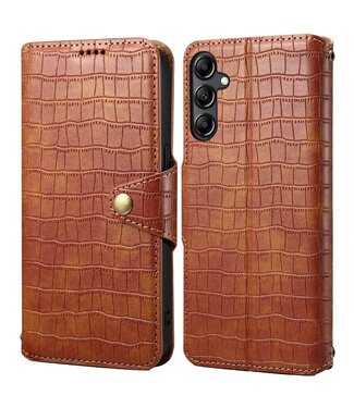 SoFetch Bruin Krokodillen Bookcase Hoesje Samsung Galaxy S24