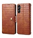 SoFetch Bruin Krokodillen Bookcase Hoesje voor de Samsung Galaxy S24