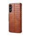 SoFetch Bruin Krokodillen Bookcase Hoesje voor de Samsung Galaxy S24
