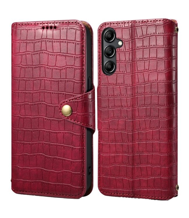 SoFetch Rood Krokodillen Bookcase Hoesje voor de Samsung Galaxy S24