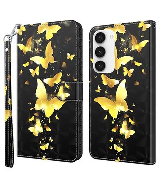 SoFetch Gouden Vlinders Bookcase Hoesje Samsung Galaxy S24