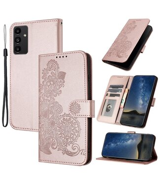 SoFetch Rozegoud Bloemen Bookcase Hoesje Samsung Galaxy S24