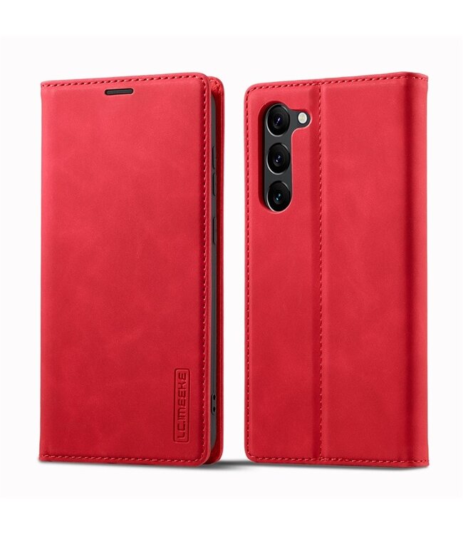 Lc. Imeeke Rood Stijlvol Bookcase Hoesje voor de Samsung Galaxy S24