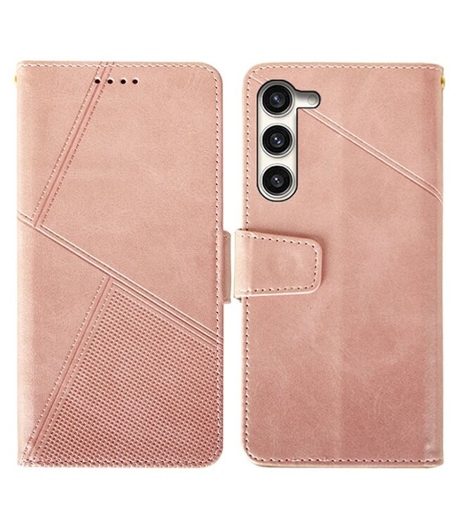 Idewei Roze Lijnen Bookcase Hoesje voor de Samsung Galaxy S24