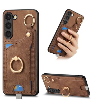 SoFetch Bruin Ring Houder Hybride Hoesje Samsung Galaxy S24