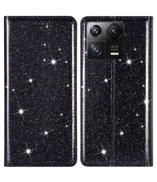 SoFetch Zwart Glitters Bookcase Hoesje Xiaomi 13 Pro