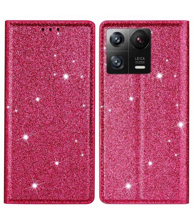 SoFetch Roze Glitters Bookcase Hoesje voor de Xiaomi 13 Pro