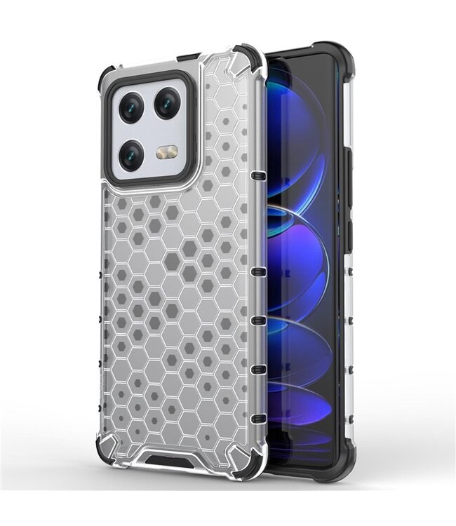 SoFetch Grijs Valbestendig Honingraat Hybride Hoesje voor de Xiaomi 13 Pro