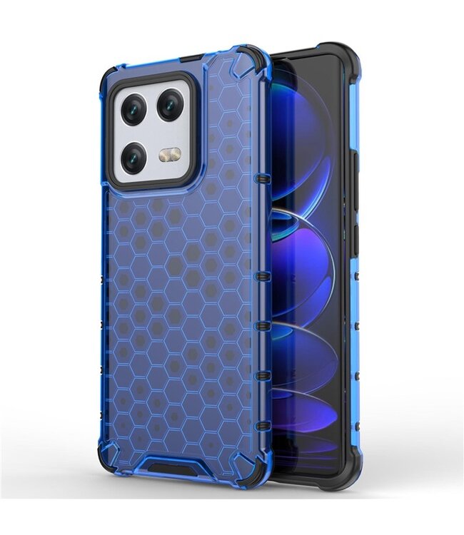 SoFetch Blauw Valbestendig Honingraat Hybride Hoesje voor de Xiaomi 13 Pro