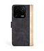 SoFetch Zwart Twee kleuren Bookcase Hoesje voor de Xiaomi 13 Pro