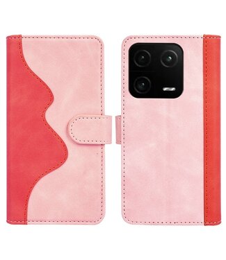 SoFetch Roze Twee kleuren Bookcase Hoesje Xiaomi 13 Pro