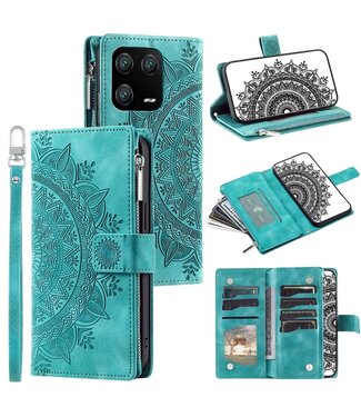 SoFetch Groen Mandala Bookcase Hoesje met Handriem Xiaomi 13 Pro