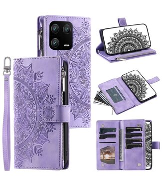 SoFetch Paars Mandala Bookcase Hoesje met Handriem Xiaomi 13 Pro