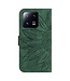 SoFetch Donkergroen Zonnebloem Bookcase Hoesje met Handriem voor de Xiaomi 13 Pro