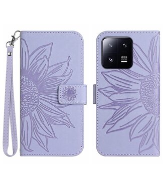 SoFetch Lichtpaars Zonnebloem Bookcase Hoesje met Handriem Xiaomi 13 Pro