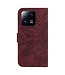 SoFetch Bordeaux Rood Zonnebloem Bookcase Hoesje met Handriem voor de Xiaomi 13 Pro