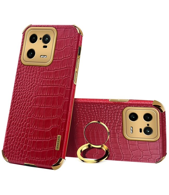 SoFetch Rod Ring Houder Krokodillen Hybride Hoesje voor de Xiaomi 13 Pro