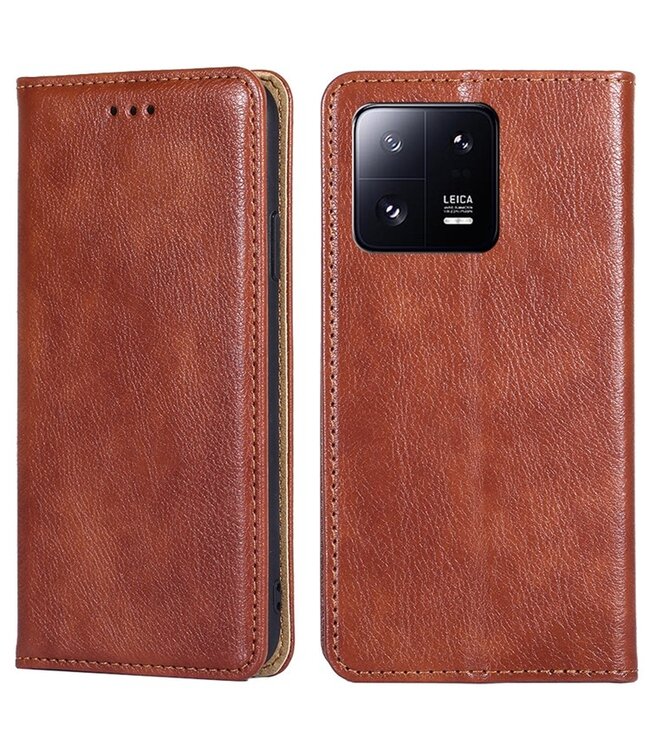 SoFetch Bruin Magnetisch Elegant Flipcover Hoesje voor de Xiaomi 13 Pro