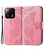 SoFetch Roze Vlinder Bookcase Hoesje met Polsbandje voor de Xiaomi 13 Pro