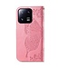 SoFetch Roze Vlinder Bookcase Hoesje met Polsbandje voor de Xiaomi 13 Pro