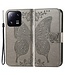 SoFetch Grijs Vlinder Bookcase Hoesje met Polsbandje voor de Xiaomi 13 Pro