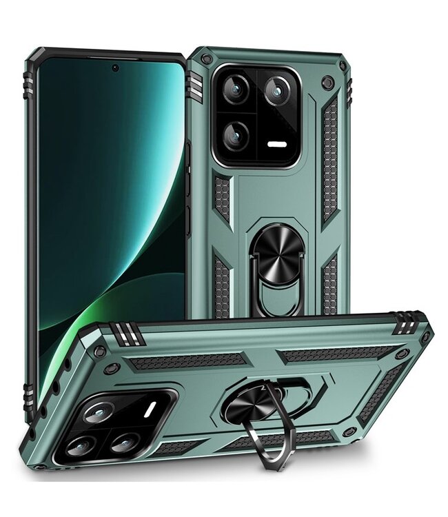 SoFetch Zwartish Groen Valbestendig Houder Hybride Hoesje voor de Xiaomi 13 Pro