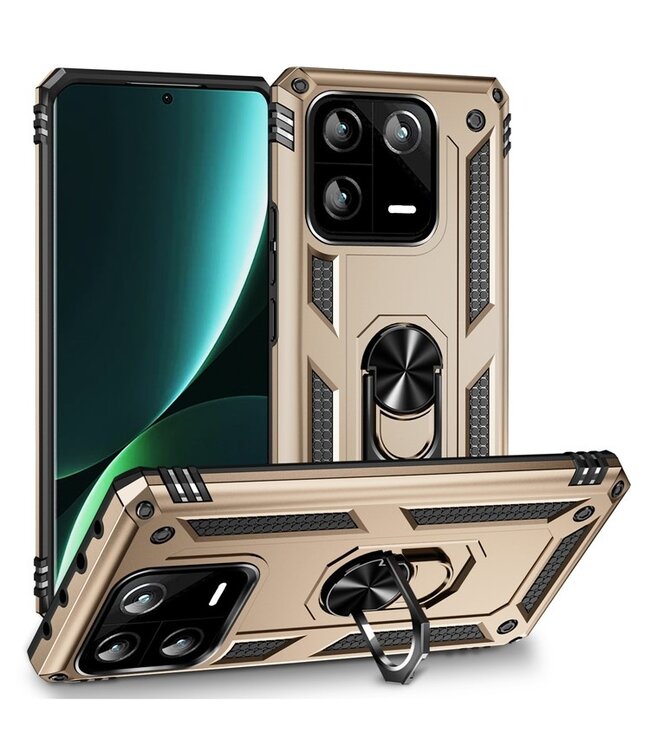 SoFetch Goud Valbestendig Houder Hybride Hoesje voor de Xiaomi 13 Pro