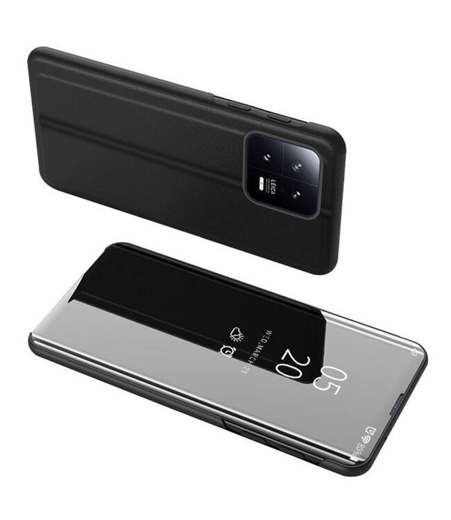 SoFetch Zwart Spiegel Stijlvol Flipcover Hoesje voor de Xiaomi 13 Pro