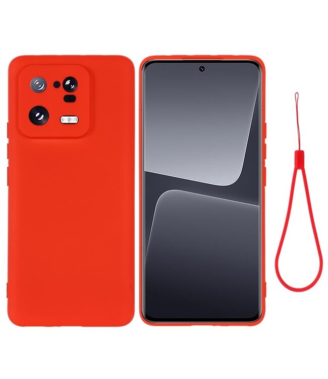 SoFetch Rod Valbestendig Siliconen Hoesje met Polsbandje voor de Xiaomi 13 Pro