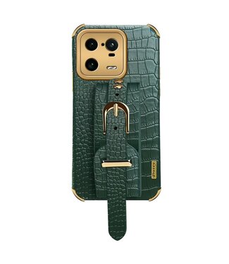 SoFetch Groen Houder Krokodillen TPU Hoesje met Handriem Xiaomi 13 Pro
