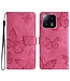 SoFetch Roze Vlinders Bookcase Hoesje met Polsbandje voor de Xiaomi 13 Pro