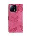 SoFetch Roze Vlinders Bookcase Hoesje met Polsbandje voor de Xiaomi 13 Pro