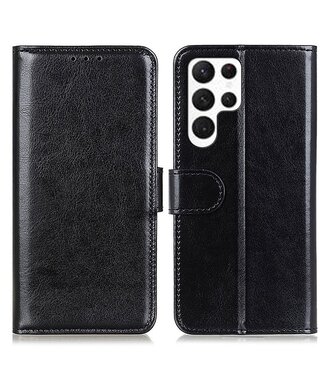 SoFetch Zwart Glad Bookcase Hoesje Samsung Galaxy S24 Ultra
