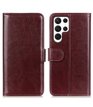 SoFetch Bruin Glad Bookcase Hoesje Samsung Galaxy S24 Ultra