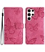 SoFetch Roze Vlinders Bookcase Hoesje met Polsbandje voor de Samsung Galaxy S24 Ultra