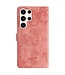 SoFetch Lichtroze Vlinders Bookcase Hoesje met Polsbandje voor de Samsung Galaxy S24 Ultra