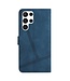 SoFetch Blauw Lijnen Bookcase Hoesje met Polsbandje voor de Samsung Galaxy S24 Ultra
