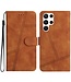 SoFetch Bruin Lijnen Bookcase Hoesje met Polsbandje voor de Samsung Galaxy S24 Ultra