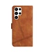 SoFetch Bruin Lijnen Bookcase Hoesje met Polsbandje voor de Samsung Galaxy S24 Ultra